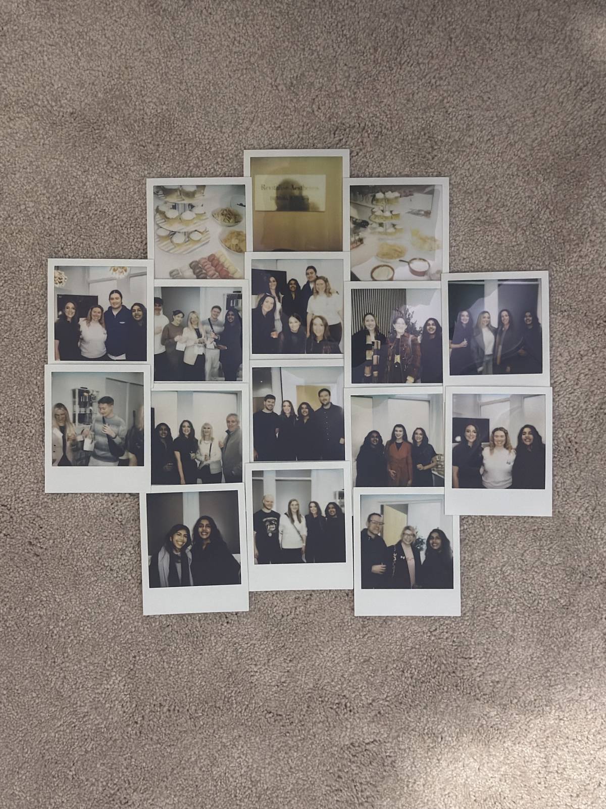 Polaroid photos from the Galentine's Day brunch at Revitalise Aesthetics Liverpool
